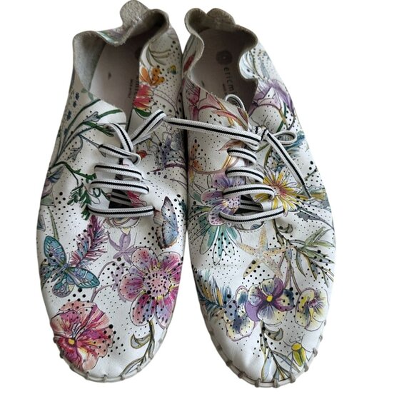 ERIC MICHAEL Floral Leather Lace Up Sneakers Size 41 - Picture 3 of 6